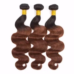 Perucas perucas onda corporal colorida pão de cabelo humano 1b 33 pacote de cabelo humano marrom avermelhado, pacote de cabelo brasileiro