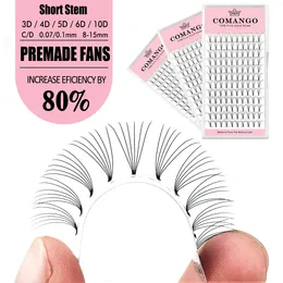 Ложные ресники Comango Pre Made Fean Fean Lashes Extension C/D Curl 3D/4D/5D/6D/10D Короткие штока премиум -клад