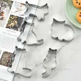 Formar 5st Cat Cookie Cutter Set Stainless Steel Sandwiches Fruits Cutter Forma Biscuit Mold For Kids Handmade DIY Baking Stamp Tools