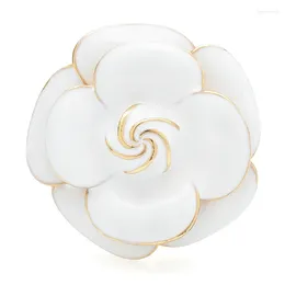 Броши Wulibaby Beautiful White Camellia Flower for Women Unisex Classic Pretty Plate Party Party Office Brooch Pins Подарки