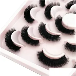 Falsche Wimpernpaare D Locken 15 mm russische Wimpern 6d Faux Nerk wiederverwendbare flauschige Volumenstreifen Erweiterungen