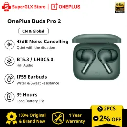 Fones de ouvido OnePlus Buds Pro 2 TWS Earness Phone 48dB Ruído ativo cancelamento 3 Mic Wireless fone de ouvido 39 horas Bateria Life