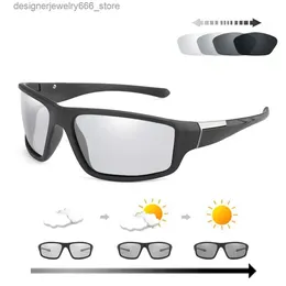 Solglasögon xaybzc herrar fotogena solglasögon matt svarta sportglasögon kvinnors färg förändrade polariserad körning 2024 solglasögon q240426
