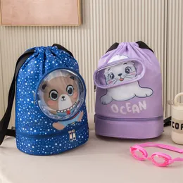 Cartoon Bolsa de natação de grande capacidade para mochila no estilo de cinta saco de fitness saco de lavagem de fitness saco seco e molhado mochila separada