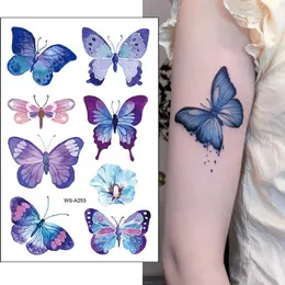 Tatuering överföring vattentät fjäril tillfällig tatuering klistermärke blommor fjäril kroppskonst falsk tatuering clavicle ben arm konst kvinnliga tatoo klistermärken 240427