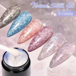 Esmalte lilycute 7ml fios Shell unhas Gel esmalte aurora pérola shell vernis semi -manicure permanente absorvendo led uv uil art design y240425