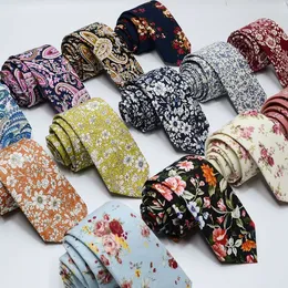 Cotas de algodão gravata floral de estampa floral para homens algodão esbelto laços de casamento de nez para festa de flor