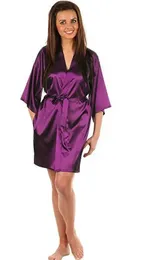 Moda-do sono feminina Sexy Grande tamanho Faux Silk Setin Night Kimono Robe Short Bathrobe Perfect Wedding Brides Bridesmaid Robes Vestido de roupão WY-01 Y240426