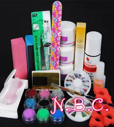 Whole 1 SET Nail Beauty Acrylic Powder 120ml acrylic Liquid Sable pen Brush and Dappen Dish Tips Set UV Gel Manicure Kit5152524