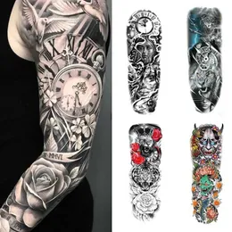 Tattoo Transfer wasserdichte temporäre falsche Tattoos für Mann Wolf Aufkleber langjährige 6 Monate Tier Tiger Körperkunst Faux Tatouage Festival Black 240427