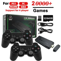 플레이어 4K 비디오 게임 콘솔 무선 컨트롤러 GamePad 내장 20000 게임 레트로 핸드 헬드 게임 플레이어 PS1/FC/GBA 게임 스틱