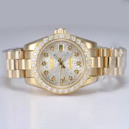 Luxury designer woman watch designer female watch automatic full gold with diamond bezel-computer dial gold lady watches diamond marker 26mm watch with box