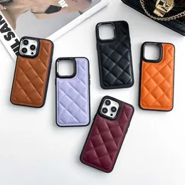 Case di telefonia cellulare Simplicità Diamond Diamond Case di copertura in pelle di mucca vera per iPhone 15 14 13 11 Pro Max Shock Protective Telefono Custodia J240426