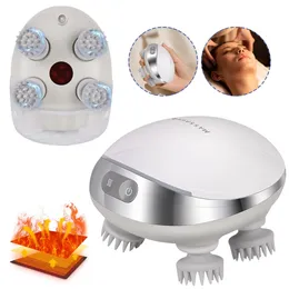 Massager del cuoio capelluto per capelli elettrici con graffio portatile a manovra rossa USB Carica 4 teste per la crescita e lo stress rilassamento 240425