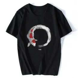 Herr t-shirts koi fisk enso toppar rolig t-shirt grafik ts harajuku män t shirt gotisk kort slve tshirt pojkvän gåva överdimensionerade kläder t240425