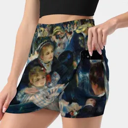 Kjolar Renoir-dance på Le Moulin de la Galette 1876 Kvinnors kjolsportskort med fickmode koreansk stil 4xl