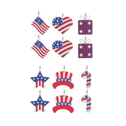 Dekorative Figuren 12 PCs wiederholen hölzerne hängende hängende Unabhängigkeitstag patriotische thematische Musterbehänge Home Party Dekorationen