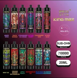 Puffs 10000 King Max 10K Kolor jednorazowe Vapes E-papierosy Vape urządzenie elektroniczne Prefillowane Vape vs Puff 15000 12000 18000 9000 9k Elf 15000 Puff 14000 Randm 10000