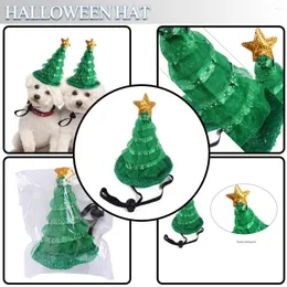 Hundkläder 1 PC grönt icke-vävt tyg JULTREE HAT CAT CUSTUMES VARM PET Kostym Halloween julkläder