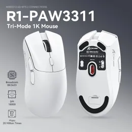 هجوم Shark R1 1000Hz Bluetooth Mouse18000DPipaw3311trimode اتصال Macro Mouse 240419