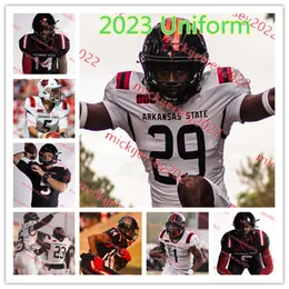 Arkansas State Football Jersey 92 Thurman Geathers 8 Khmari Thompson 78 Hamilton Hall 10 Tennel Bryant Arkansas State Red Wolves Maglie personalizzate cucite