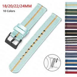 Woven Nylon Strap for Men Women Canvas Quick Release Stainless Steel Buckle Watch Band 18202224mm 240424