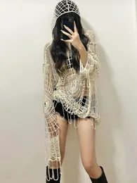 GOTH GRUNGE Y2K CROCHET TOPS MULHERES MUITO ARTENHO ARDADE Spider Spider Mesh Mesh Pullover High Street Hollow Lady Clothes Sweaters 240425