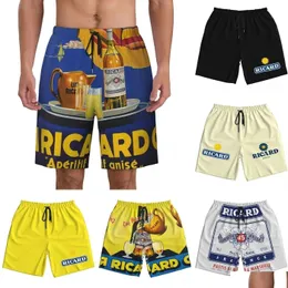 언더 팬츠 여름 해변 바지 Ricard Aperitif Anise Board Shorts 프랑스 빈티지 포스터 수영복 Sunga Boxer Briefs 240129 DROP DELIVE DHYFX