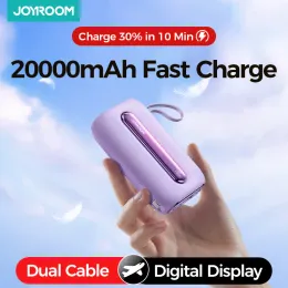 티셔츠 조이 룸 20000mah 파워 뱅크 4 포트 충전 22.5W 파워 뱅크 iPhone 케이블 용 Typec PD QC3.0 Samsung Xiaomi 용 충전기