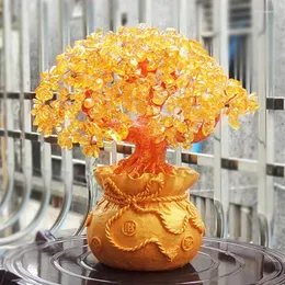 Flores decorativas feng shui dinheiro riacho árvore amarela Critrial Crystal Lucky Decoration