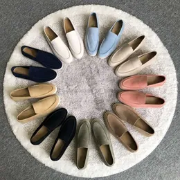 Loro Suede Sapatos Casuais Para Mulheres Mocassim Redondo Decoração Mental Decoração de Lazer Chiques Designer de Luxuja Flatos de luxo deslizam em tênis grossos Chaussure Schuhe