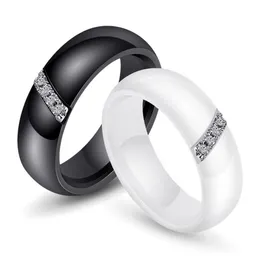 Alta qualidade Women039s Nano Cerâmica 925 Silver Diamond Ring Wide 6mm Branco Tamanho preto 610 Jóias Presente8845923