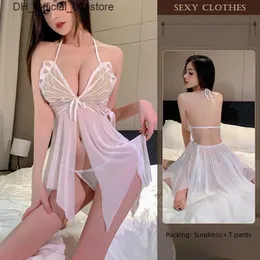 Sexy Set Erotic Lingerie Pure Lust Style Nightdress Female Hot Butterfly Transparent Uniform Temptation Pajamas Q240426