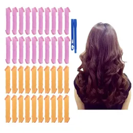 10pcs Magic Hair Rollers Kit Kit Shail Shape Não Formas de onda Spiral Round Curls Sem Worler para cabelos longos e longos