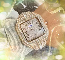 SQURE ROMAN ROMAN DIAL WATCH MEN STARRY STARRY FESTER VELOCT DATE DATE CORTZ CORE Diamonds RIP