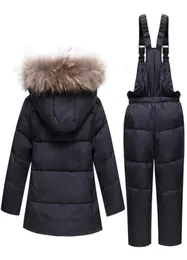 子供の冬のスーツ男の子の女の子ダックダウンジャケットビブパンツ2 PCS衣類サーマルキッズ温かい厚いコートスノーウェアパーカー9415181
