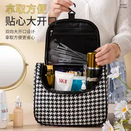 Houndstooth Cosmetic Bag Can Be Hung Toiletry Bag Underwear Socks Storage Bag Travel Portable Handbag Three-piece Set