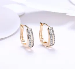 2018 Fashion 18K Gold Zircon Brincos dupla fila Diamante Romântico Brincos de ouro de ouro clipes de ouvido Mulheres039s Jewelr5486172