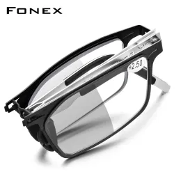 Lentes fonex fotocrômico cinza anti -azul bloqueio dobrável lendo óculos homens 2021 hiperópia leitor de parafuso óculos sem parafuso lh015