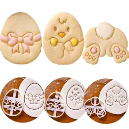 Molds Cutters de biscoitos de Páscoa Ovos de Páscoa Bunny Biscuit Mold Baking Tool Diy Biscoit Biscoit Stamp Mold Ferramentas de cozinha Gadgets de cozinha