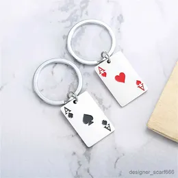 Keychains Lanyards Fashion Spela Card Keychains Simple Ace of Spades Metal Pendant For Men bil ryggsäck Keyring Par Charm Accessories Gift