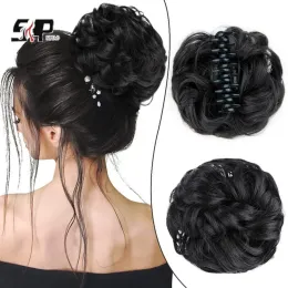 Chignon Messy Bun Hair Piece Claw Hair Bun Wig Clipped In Claw Hair Natural Wavy Curly Comb Syntetisk peruk för kvinnlig