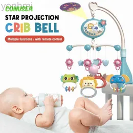 Мобильные телефоны# Baby Crib Mobile Rattle с проектором младенческой вращающейся музыкальной ночной игрушки для 0-12 месяцев Bed Bell для новорожденного подарка для малышей D240426