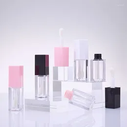 Storage Bottles 1PC Portable 5ml Thick Wand Lip Gloss Tube Square Full Clear Plastic Glaze DIY Empty Container
