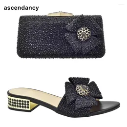 Sapatos casuais italiano e bolsas combinando com strass de saltos baixos noiva de festas para mulheres 2024 Designer Luxo