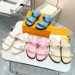 Bom dia Flat Comfort Mule 1ackir Designer Sandals Mule Womens Mules Summer Vacation Letter Sandals Light Beige Sandal