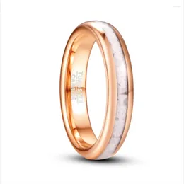 Bröllopsringar Nuncad 4mm White Marble Electric Rose Gold Tungsten Steel Ring Jewelry2046