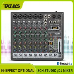 Acessórios Tklbls Z8 8Cannel Mixer de áudio 99 Efeitos de DSP com interface de áudio USB Bluetooth Função DJ Mixer e 3 -Band EQ Stage Outdoor