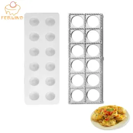 Mögelplast och legering ravioli maker 12 hål ravioli mögelbricka pelmeni pasta maker kök hjälppasta verktyg dumplin mögel press 0116