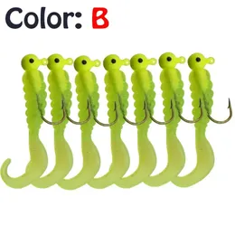 2024 Novo 7pcs/lote worms gabarito de silicone isca macia 4,8cm 2.7g Wobblers de gabinete de pesca de peixe -chumbo tackle tackle bass artificial cauda swimbaitssoft